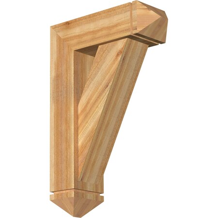 Traditional Arts And Crafts Rough Sawn Bracket W/ Offset Brace, Western Red Cedar, 8W X 24D X 36H